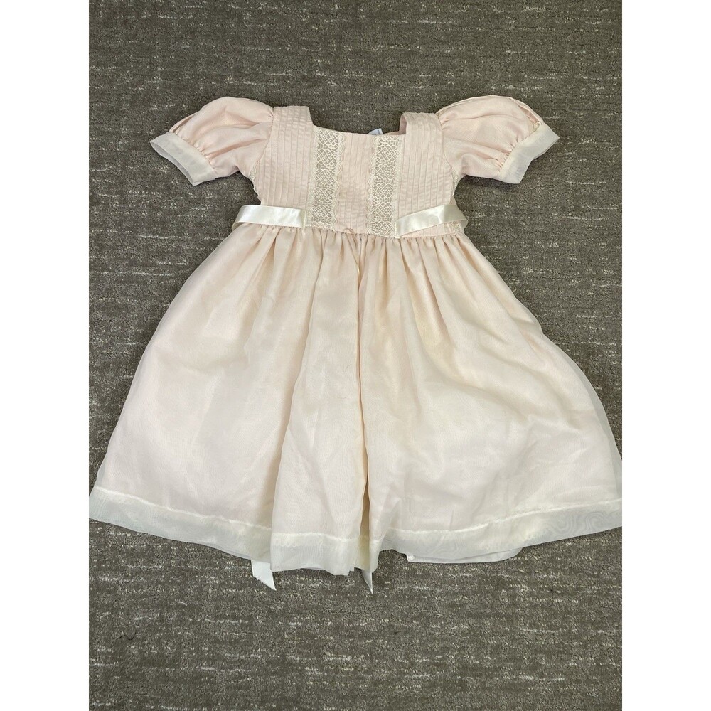 Girls 3t vintage - style pale pink Peach heirloom dress Creaciones Lory